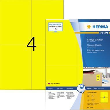HERMA Universaletiketten SPECIAL 4396 gelb 105 x 148 mm 400 Stück für Warnhinweise und Farbcodierung