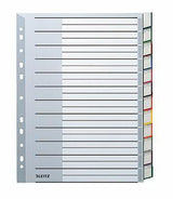 LEITZ Ordnerregister DIN A4 Überbreite blanko 12-teilig PP grau mit auswechselbaren Einsteckschildern