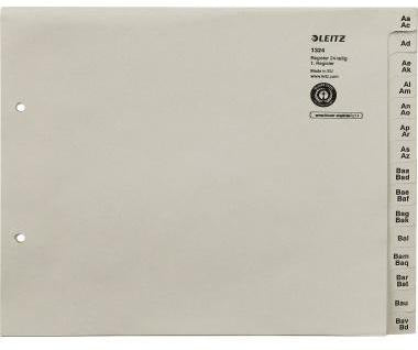 LEITZ A-Z Register DIN A4 Überbreite – 360 Registerblätter Tauenpapier recycelt grau
