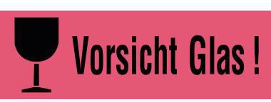 HERMA Hinweisetikett 6750 39x118mm leuchtrot 1.000 St./Pack. – Vorsicht Glas! Warnaufkleber