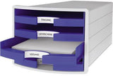 HAN Schubladenbox IMPULS 1013-11, DIN A4/C4, 4 Fächer, lichtgrau, stapelbar