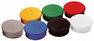 DAHLE Haftmagnet 95532-21401 32 mm rot, 10 Stück – runde Magnete mit Griffrand, 0,8 kg Tragkraft