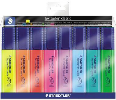 STAEDTLER Textsurfer classic 364 Textmarker 8er-Set – 1-5 mm Keilspitze, leuchtende Farben