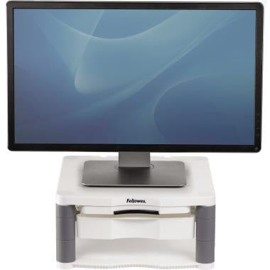 Fellowes Monitorständer Premium Plus 91713 – Höhenverstellbar, 36 kg Tragkraft, mit Konzepthalter