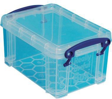 REALLY USEFUL BOX Aufbewahrungsbox 0,7 l, 15,5 x 10 x 8 cm, transparent, mit Bügelverschluss