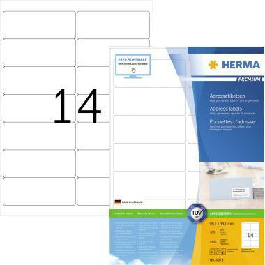 HERMA Universaletikett PREMIUM 4678 – 1.400 weiße A4-Etiketten, 99,1 x 38,1 mm, FSC-zertifiziert