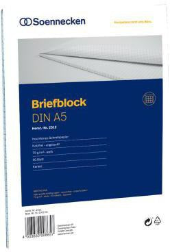 Soennecken Briefblock 2311 DIN A5 liniert 50 Blatt weiß – holzfrei, 70 g/m²