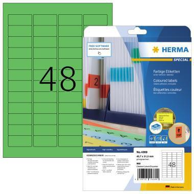 HERMA Universaletikett Special 4366 – 960 gelbe A4-Etiketten 45,7 x 21,2 mm, selbstklebend, wieder ablösbar