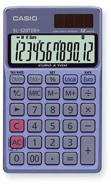 CASIO® Taschenrechner SL-320TER+ blau – 12-stellig, Solar & Batterie, Steuerberechnung