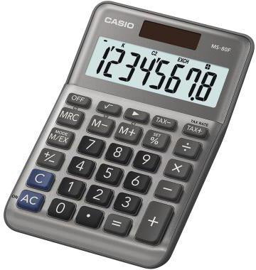 CASIO Tischrechner MS-80F – 8-stelliges LCD-Display, Solar- und Batteriebetrieb