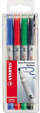 STABILO OHPen universal Folienstift 4er Set – 1 mm, nicht dokumentenecht, Made in Germany