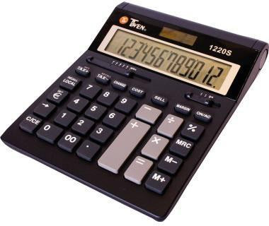 TWEN Tischrechner 1220 S – 12-stelliges LCD-Display, Solar & Batterie, Soft-Touch-Tastatur