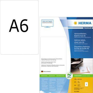 HERMA Adressetikett PREMIUM 8689 105x148mm weiß 800 Stück – Staufrei & High-Speed-fähig