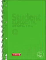BRUNNEN Collegeblock Student Colour Code DIN A4 kariert, 80 Blatt, kiwi grün, Spiralbindung