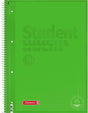 BRUNNEN Collegeblock Student Colour Code DIN A4 kariert, 80 Blatt, kiwi grün, Spiralbindung
