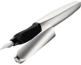 Pelikan Füllfederhalter Twist P457 947101 M silber – Ergonomischer Patronenfüller für Schule und Büro