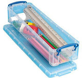 Really Useful Box Aufbewahrungsbox 1,5C 355x100x70mm transparent – Stapelbare Archivbox mit Bügelverschluss