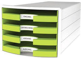 HAN Schubladenbox IMPULS 1013-50 – 4 Schubladen, DIN A4/C4, weiß/lemon, Made in Germany