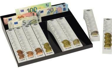 WEDO Geldzählkasse 160790037 mit 8 Münzrillen und 3 Scheinfächern, lichtgrau/schwarz