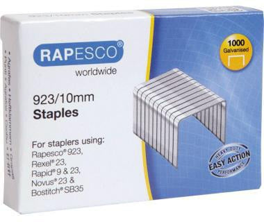 RAPESCO Heftklammern 1237 923/10 mm verzinkt – 1.000 Stück, meißelförmige Spitze