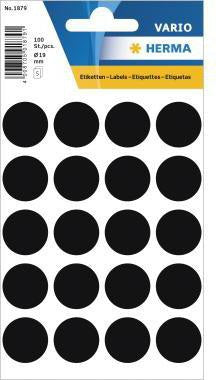 HERMA Markierungspunkt VARIO 19 mm schwarz, 100 Stück, selbstklebend, FSC-zertifiziert