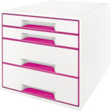 LEITZ Schubladenbox WOW CUBE 52132001 mit 4 Schubfächern, weiß/grau, stapelbar