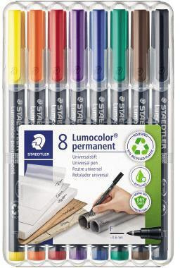 STAEDTLER Lumocolor 318 Folienstift 0,6 mm – 8er Set farbig sortiert, permanent, wischfest