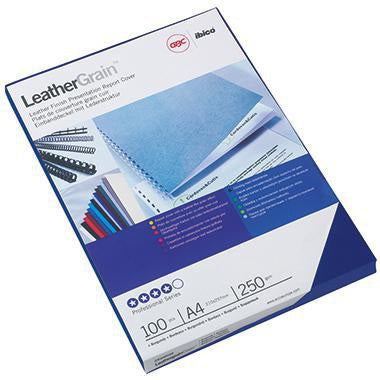 GBC Einbanddeckel LeatherGrain CE040020 DIN A4 blau 100 St./Pack. – Edle Lederoptik für Ihre Dokumente