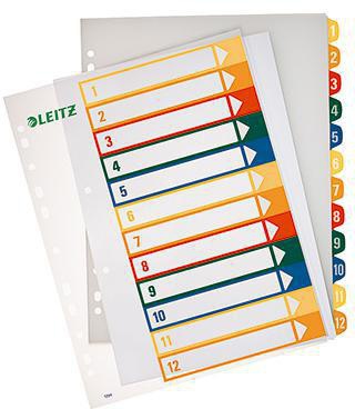 LEITZ Zahlenregister 1-5 DIN A4 volle Höhe PP farbig/transparent mit Easyprint