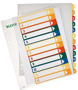 LEITZ Zahlenregister 1-5 DIN A4 volle Höhe PP farbig/transparent mit Easyprint