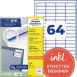 AVERY ZWECKFORM Universaletikett ultragrip 48,5 x 16,9 mm, 6.400 Etiketten, weiß, für Laserdrucker