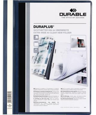 DURABLE Angebotshefter DURAPLUS 257902 A4 weiß – Überbreiter Schnellhefter mit Hängeschienen-Einschub