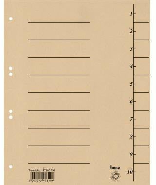 BENE Trennblatt 97300BL A4 Karton blau 100 St./Pack. mit 10 blanko Taben