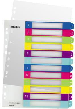 LEITZ WOW Zahlenregister 1-12 DIN A4 Überbreite PP mehrfarbig mit PC-beschriftbarem Deckblatt