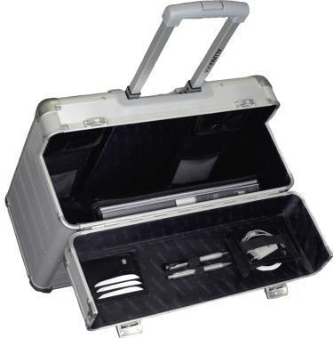 ALUMAXX Pilotenkoffer DISCOVERY – Alu-Aktenkoffer mit Trolley, Rollen & Notebookfach, Schwarz