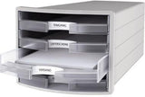 HAN Schubladenbox IMPULS 1013-11, DIN A4/C4, 4 Fächer, lichtgrau, stapelbar