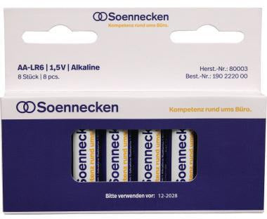 Soennecken Batterie AA/Mignon LR6 Alkaline 1,5 V 1.850 mAh 8 St./Pack