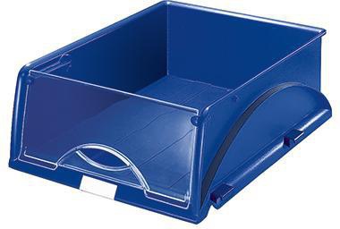 Leitz Briefablage Sorty 52310035 DIN A4/C4 aus Polystyrol in Blau – Stapelbar mit Frontklappe