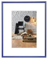 Hama Bilderrahmen Sevilla A4, Kunststoff, blau, EasyClip-Verschluss, inkl. Passepartout