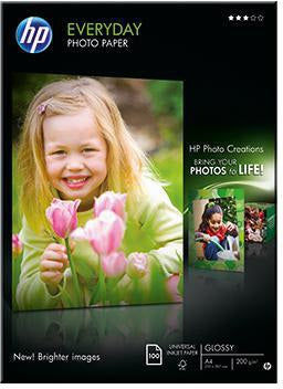 HP Fotopapier Everyday Q2510A DIN A4 200g weiß 100 Blatt glänzend