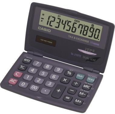 CASIO Taschenrechner SL-210TE – 10-stellig, Solar- und Batteriebetrieb, klappbares Dual Leaf Design