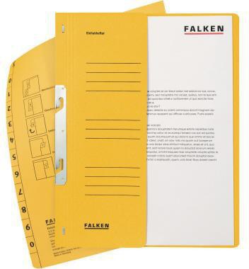 Falken Einhakhefter DIN A4 Manilakarton gelb 250 g/m² halber Deckel kaufmännische Heftung