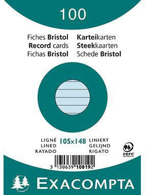 Exacompta Karteikarten DIN A6 liniert, 100 Stück, 205 g/m², PEFC-zertifiziert