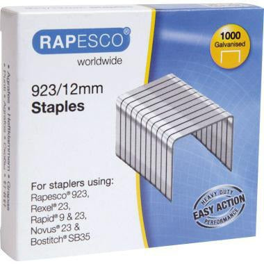 RAPESCO Heftklammern 1238 923/12 mm verzinkt – 1.000 Stück, meißelförmige Spitze