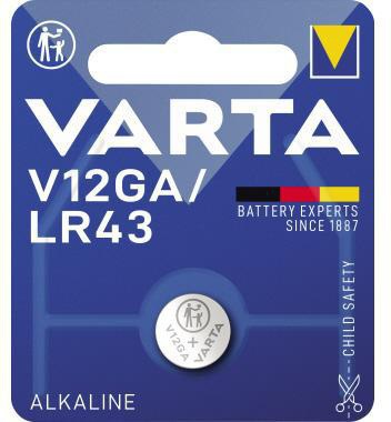 VARTA Knopfzelle V12GA/LR43 1,5V 120mAh Alkaline für Autoschlüssel & Elektronik