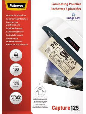 Fellowes ImageLast Laminierfolien DIN A4, 125 µm, 100 Stück, glänzend, transparent