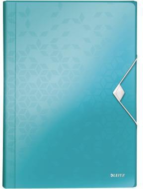 Leitz Fächermappe WOW 45890036 DIN A4 6 Fächer PP blau mit Gummizug