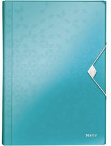 Leitz Fächermappe WOW 45890036 DIN A4 6 Fächer PP blau mit Gummizug