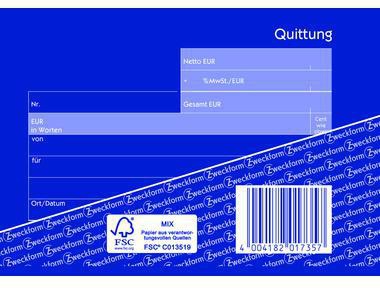 Avery Zweckform Quittung 1735 DIN A6 quer, selbstdurchschreibend, 2x40 Blatt, MwSt. separat ausweisbar
