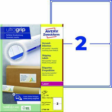 Avery Zweckform Adressetikett QuickPEEL L7168-100 ultragrip weiß 200 Etiketten A4